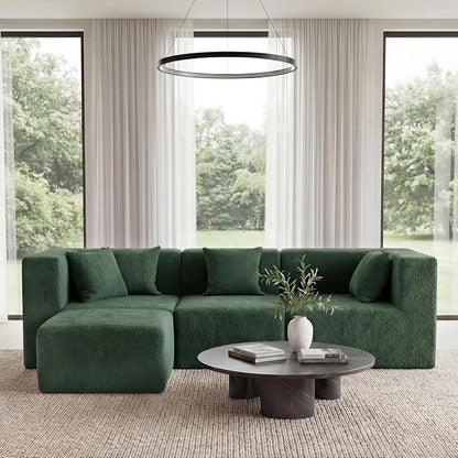 MONVANE 103'' Modular Sectional Sofa, Comfy Teddy Velvet Cloud Couch - Image 2