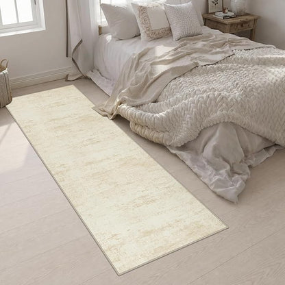 2.6x10 Washable Runner Rug:Modern Abstract Indoor Soft Carpet Beige | - Image 4
