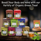 Organic Lemon Ginger Ceylon Green Tea - 50 Packets - Natural Antioxidant Rich Herbal Leaf Teabags - USDA Certified 100% Non-GMO - Caffeinated Premium Designer Tin
