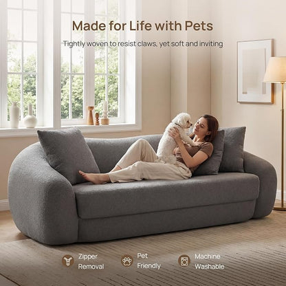 SICOTAS 90.6" Curved Convertible Sofa Couch Bed - Image 5