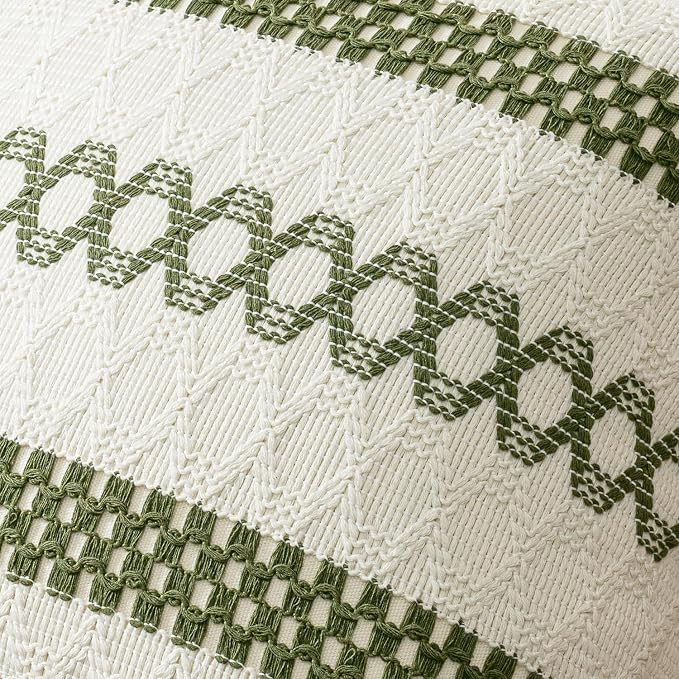 MIULEE Set of 2 Moss Green Boho Decorative Pillow Covers 20x20 Inch | Farmhouse - Image 4