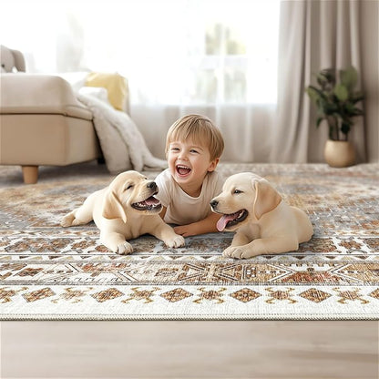 Area Rugs 5x7 Washable Rugs for Living Room, Ultra-Thin Soft Floral Vintage - Image 9