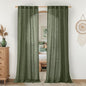 Olive Green Linen Curtains 80 inch Length 2 Panels by LAMIT