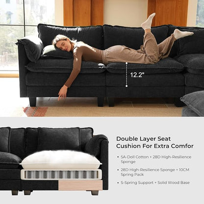 ELUCHANG 114" Oversized V-Shaped Cloud Couch Modular Sectional Sofa - Image 6