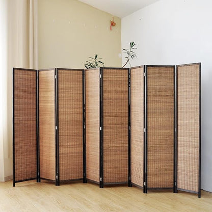 8 Panel Bamboo Room Divider Screen, 5.6 FT Tall Bamboo Divider Folding Panel - Image 4