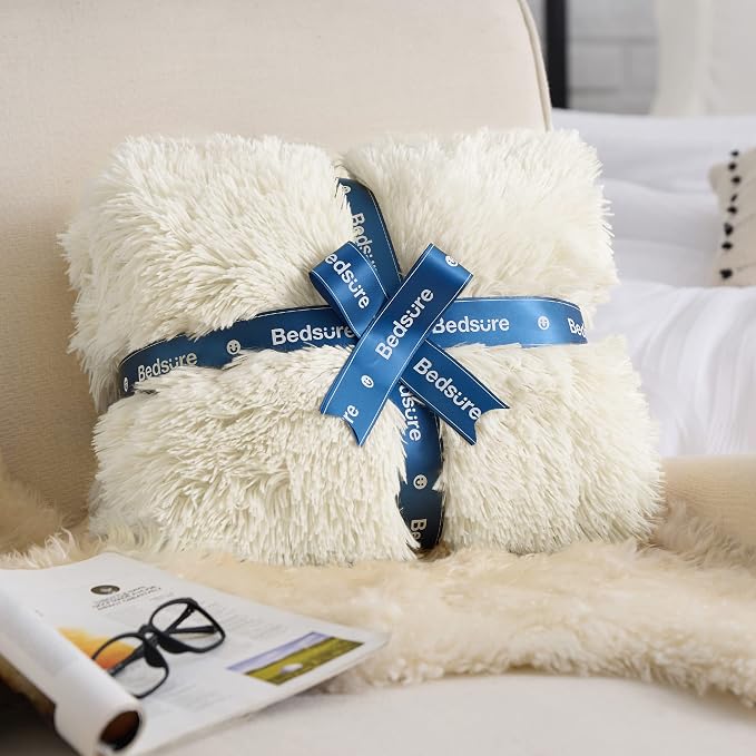 Bedsure GentleSoft Fluffy Cream King Size Blanket - Image 6