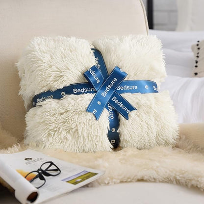 Bedsure GentleSoft Fluffy Cream King Size Blanket - Image 6