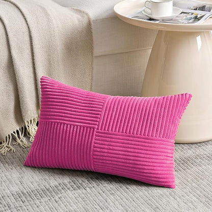 Fancy Homi 2 Packs Hot Pink Lumbar Decorative Throw Pillow Covers 12x20 Inch - Image 2