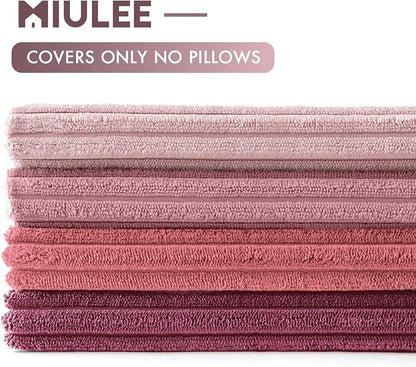 MIULEE Soft Corduroy Decorative Throw Pillow Covers Purple Pink 20x20 | Set of 4 - Image 6