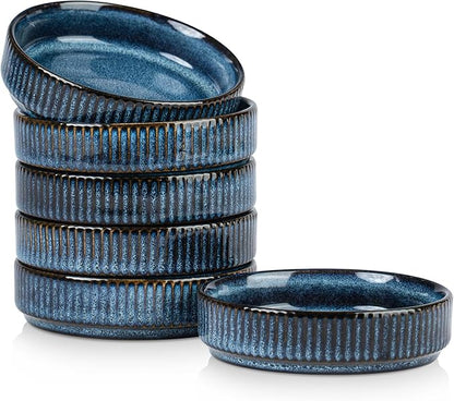 famiware Star Soy Sauce Dish Ceramic Dipping Bowls Set of 6, 4 oz Individual Dip Sauce Cups/Bowls/Dishes/Plates, Small Serving Bowl for Side Dishes, Ice Cream, Condiments, Sushi - Nebulas Blue