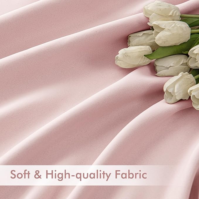 MIULEE Light Pink Back Tab Blackout Curtains 52x108 Inch Long 2 Panels Set | - Image 6