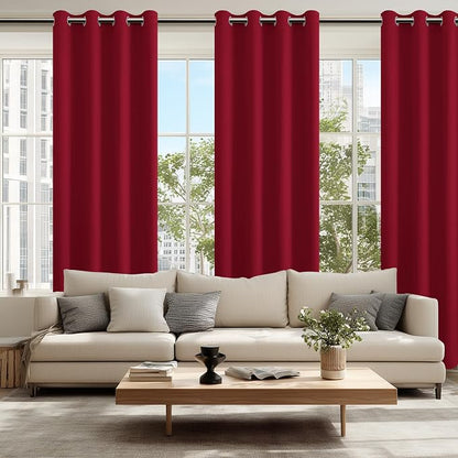 Blackout Curtains for Bedroom, 52 x 96 Inches Long, Christmas Red | Thermal - Image 6