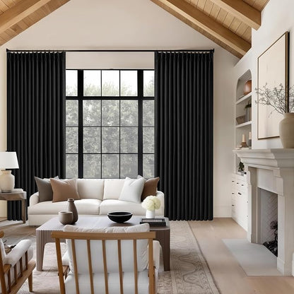 Black Pinch Pleated 100% Blackout Linen Curtains - Image 8