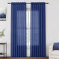 Classic Blue Linen Curtains 84 Inch Length 2 Panels Set by Nanspring