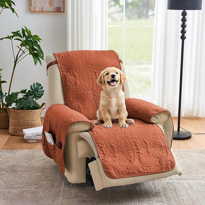 Orange Quilted Recliner Covers, Waterproof Recliner Chair Covers, Lazy Boy by Pamhaven