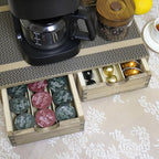 Coffee Pods Storage Drawer Holder for Capsules - Multi Functional Desk Organizer Drawers For K-Cup Coffee Maker Brew - Kitchen Mini Wooden Box Chest Sideboard Counter Organization CF1D2C Dark