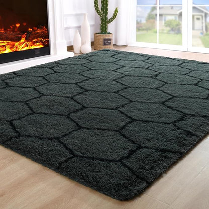 6x9 Large Dark Grey Fluffy Soft Area Rug Non-Slip by ModernHomeDecor