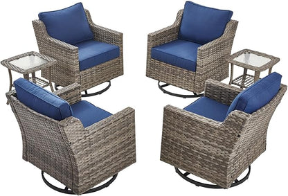 Patio Wicker Chairs Swivel Rocker-Outdoor Swivel Rocker Chair Set of 4 - Image 9