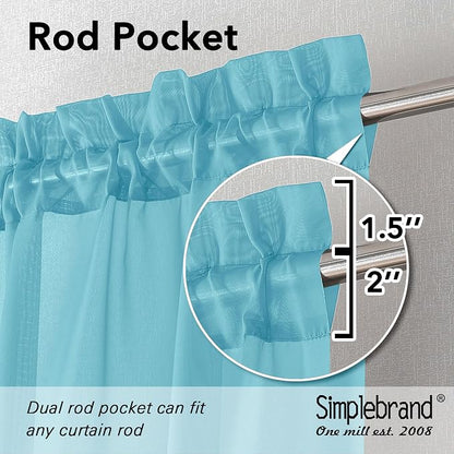 Simplebrand Turquoise Sheer Curtains 72 Inches Long 2 Panels - Image 2