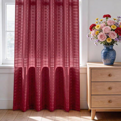 SpaceDresser Check Sheer Curtains 108 Inches Long - Image 3