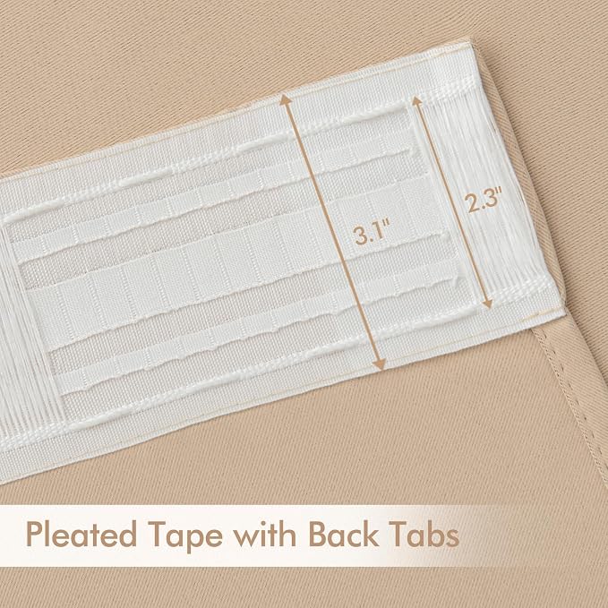 MIULEE Beige Back Tab Blackout Curtains 52x90 Inch Long 2 Panels Set | Rod - Image 4