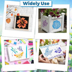 18 PCS Flower Painting Stencils Reusable Stencils for Painting on Wood Rocks Canvas Fabric Glass Pottery 6.5x6.5 Inch
