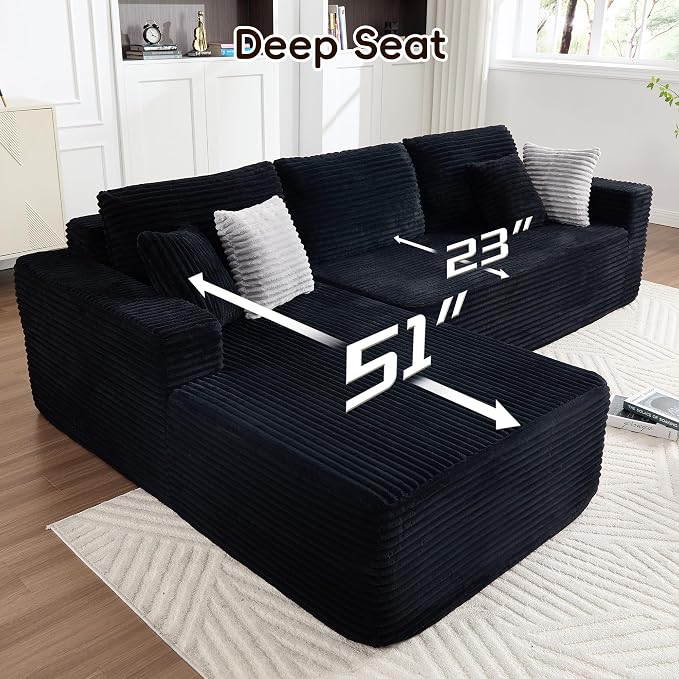 Opiesit 108" Boneless Couches for Living Room, Modular Sectional Sofa - Image 3