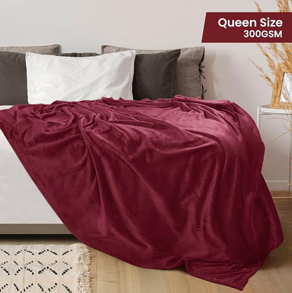 Utopia Bedding Soft Fleece Bed Blanket Queen Size Burgundy | Microfiber Plush - Image 2