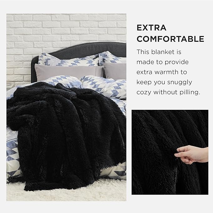 Bedsure GentleSoft Fluffy Black Blankets Queen Size - Image 3