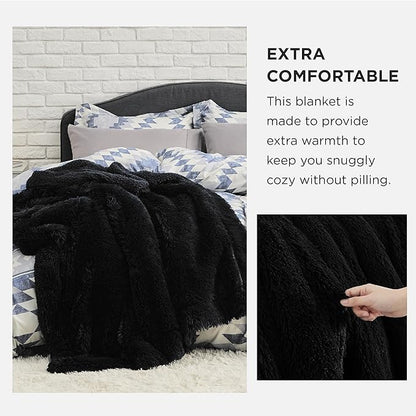 Bedsure GentleSoft Fluffy Black Blankets Queen Size - Image 3