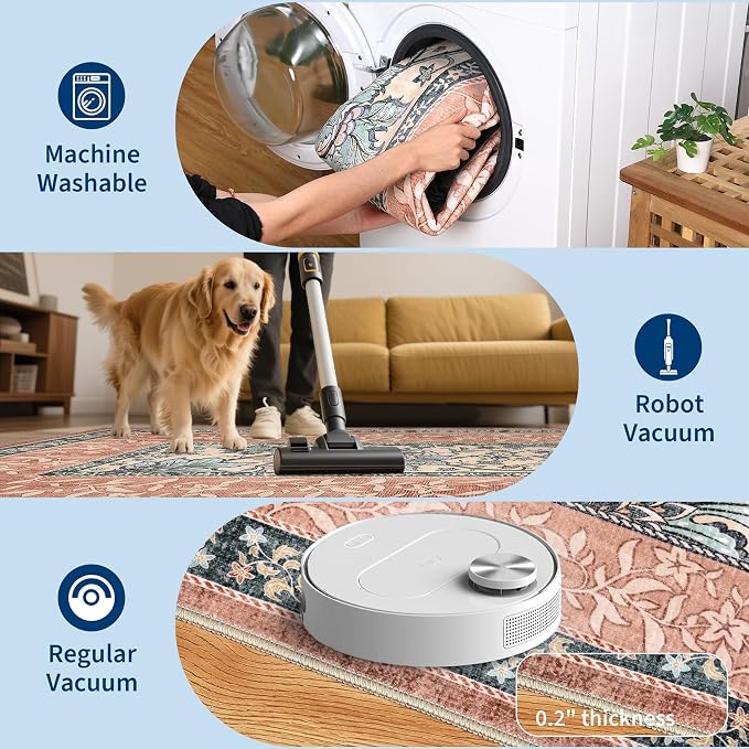 GarveeHome Terracotta Teal 2x3 Door Mat Indoor Rugs - Image 5