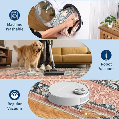 GarveeHome Terracotta Teal 2x3 Door Mat Indoor Rugs - Image 5