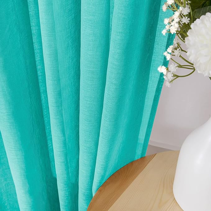Tollpiz Sheer Curtains Linen Textured Bedroom Curtain Sheers Light Filtering - Image 3