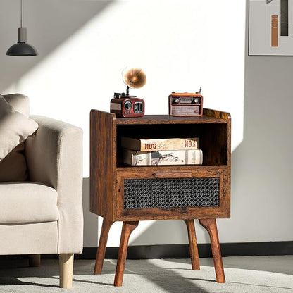 Lerliuo Rattan Nightstand, Boho Side Table - Image 4