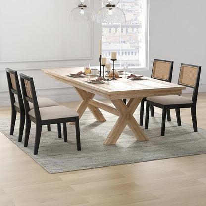 Westice Rattan Dining Chairs Set of 2, Farmhouse Natural Dining Room Chairs - Image 2