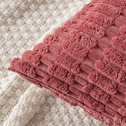 MIULEE Corduroy Decorative Throw Pillow Covers 16x16 Crimson Pack of 2 | Soft - Image 5