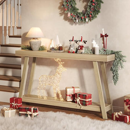 Huuger Console Table with Charging Station, USB-C Port, 2 Tiers Entryway Table - Image 6