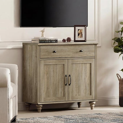 WAMPAT Farmhouse TV Stand for TVs Up to 43 inch, Wood Universal TV Stand - Image 6