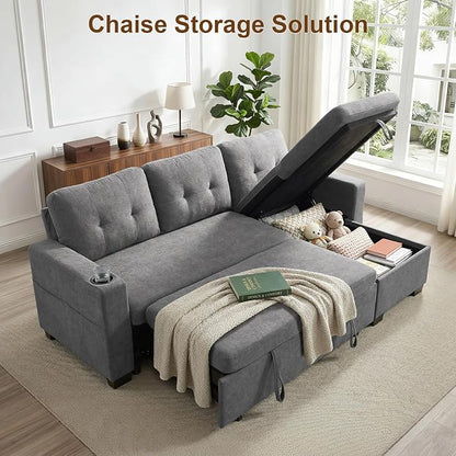 82" L Shaped Sleeper Sofa Bed, Pull Out Sectional Couch - Image 8