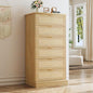 HUAHUU 6 Drawer Dresser for Bedroom, 50 Inch Tall Dressers & Rattan Chest of by HUAHUU
