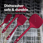 New DI ORO Seamless Series Moda 4-Piece Silicone Turner Spatula Set - 600°F Heat-Resistant Flexible Kitchen Spatulas for Nonstick Cookware - Flippers for Eggs & Pancakes - Utensils for Cooking (Red)
