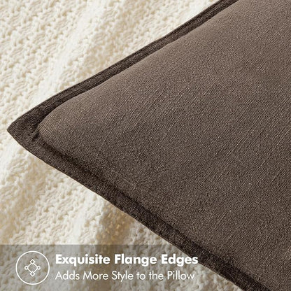 MIULEE Decorative Linen Pillow Covers 20x20 Inch Coffee | Boho Farmhouse​ ​Fall - Image 2