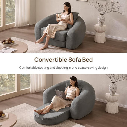SICOTAS 49.9" Curved Convertible Sofa Couch Bed - Image 3