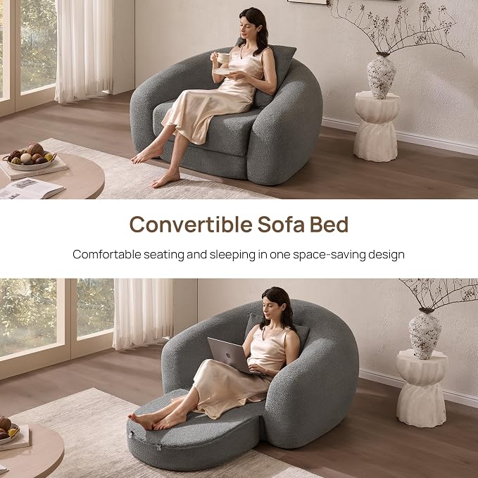 SICOTAS Curved Sofa Couch Bed for Living Room Convertible Futon Cloud Boneless - Image 3