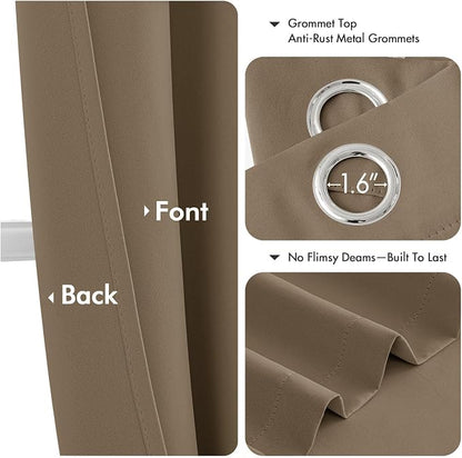 MIULEE Blackout Curtains for Bedroom 2 Panels 40 x 63 Inch Long Khaki | Thermal - Image 4