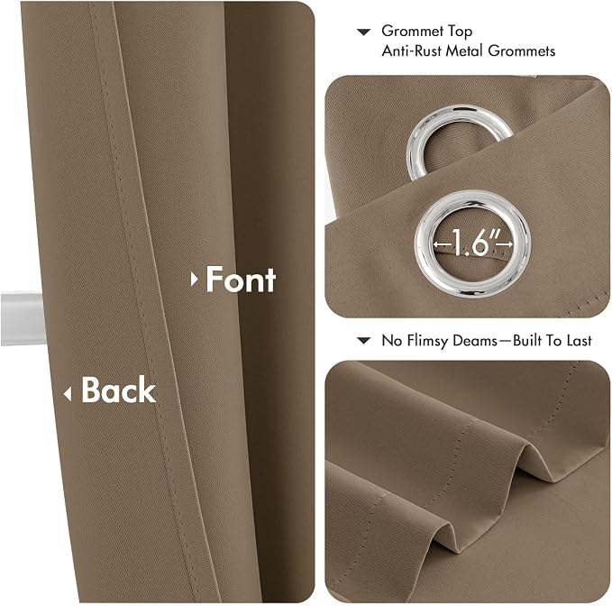 MIULEE Blackout Curtains for Bedroom 2 Panels 40 x 54 Inch Long Khaki | Thermal - Image 4