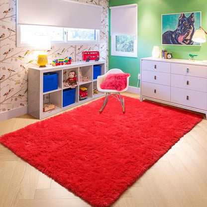 Amdrebio Red Christmas Fluffy Area Rug 4x6 - Image 7