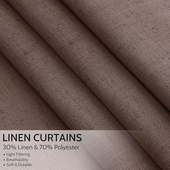 Cappuccino Linen Curtains for Living Room 105 Inches Long Light Filtering Semi - Image 4