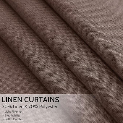 Cappuccino Linen Curtains for Living Room 126 Inches Long Light Filtering Semi - Image 4