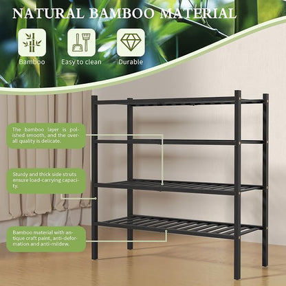 ROMGUAR CRAFT 4 Tier Bamboo Shoe Rack - Image 6